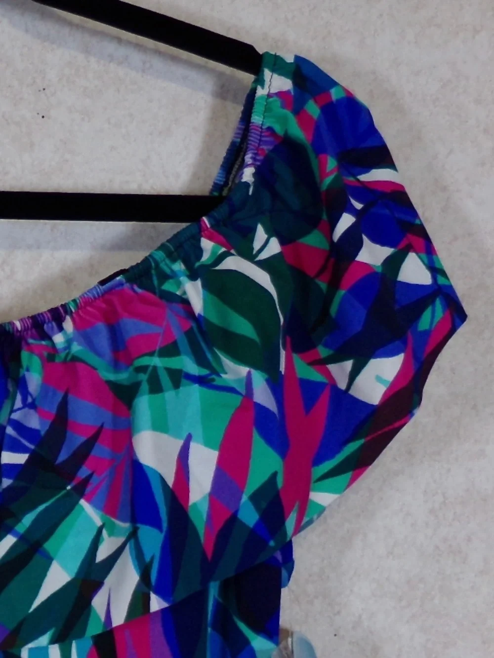 SOLD Swim Solutions Multi Off Shoulder With or W/O Straps 1 PC,Elastic Neck Sz14 - Picture 7 of 13